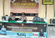 Polres Yapen Musnahkan Senjata Api Rakitan ,Amunisi Hasil Penyerahan Masyarakat