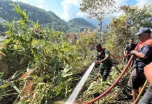 Kodim 1709/Yawa Cegah Kebakaran Lahan Meluas di Kampung Pasir Hitam
