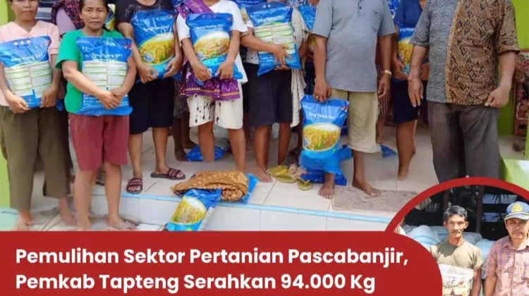 Pemkab Tapteng Serahkan 94.000 Kg Benih Padi Kepada Petani