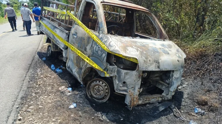 Satu Unit Mobil Pick Up Terbakar di Madina
