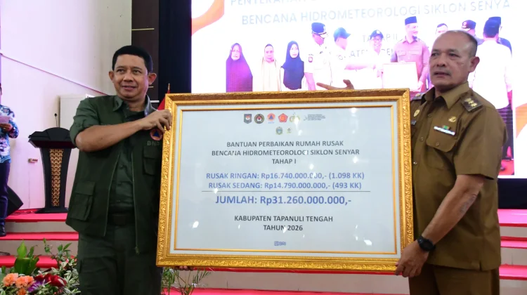 Tapteng Terima Dana Stimulan Perbaikan Rumah Terdampak Bencana