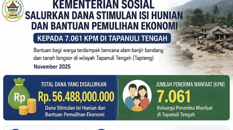Kemensos Salurkan Dua Jenis Bantuan Pascabencana untuk Tapteng