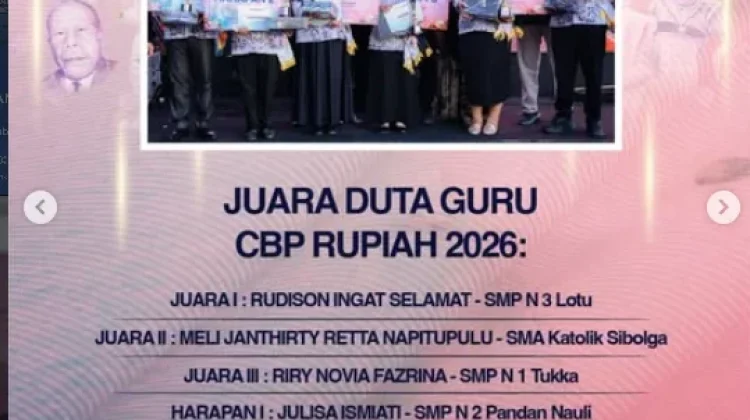 Duta Guru CBP Rupiah 2026 Resmi Terpilih