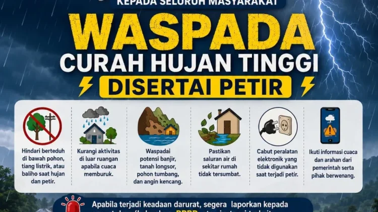 BPBD Taput Imbau Warga Waspadai Hujan Lebat Disertai Petir