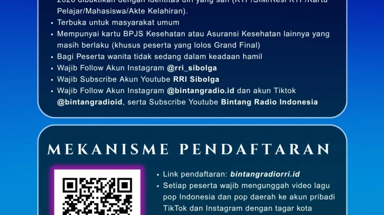 RRI Sibolga Umumkan Persyaratan Bintang Radio 2026