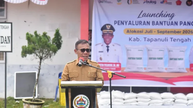 Bupati Tapteng Launching Penyaluran Bantuan Pangan 1.394,7 ton Beras