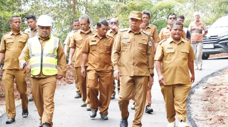 Bupati Taput Tinjau Pembangunan Jalan Hotmix 1,1 KM di Parmonangan