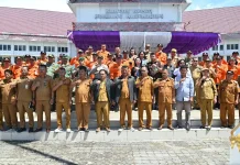 Bupati Humbahas pimpin apel siaga bencana dan beri bantuan logistik