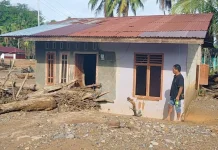 Banjir Bawa Gelondongan Kayu Merusak Rumah Warga