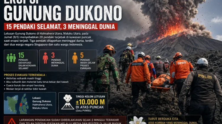 Pendaki Diduga Langgar Larangan Pendakian Gunung Dukono sebelum Erupsi