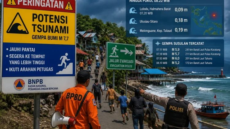 BNPB Imbau Warga Jauhi Pantai Pascagempa M 7,7 di Laut Sulawesi