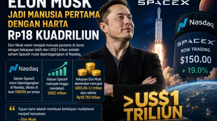 Elon Musk Jadi Manusia Pertama dengan Kekayaan Tembus Rp18 Kuadriliun