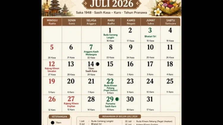 Juli 2026 Penuh Makna, Ini Daftar Peringatan Nasional dan Hari Suci Bali