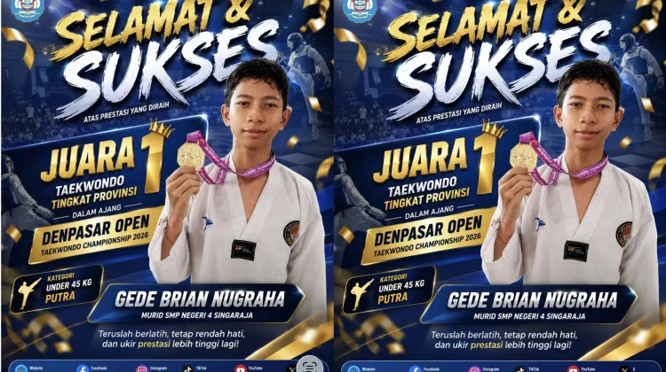 Spenpraja Sabet Emas, Juara 1 Taekwondo Denpasar Open 2026 Tingkat Provinsi