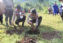 Polres Jembrana Tanam 1.726 Bibit Pohon di Hutan Palasari