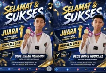 Spenpraja Sabet Emas, Juara 1 Taekwondo Denpasar Open 2026 Tingkat Provinsi