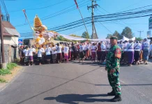 Ngaben Massal 44 Sawe di Bungkulan Dikawal TNI dan Pecalang