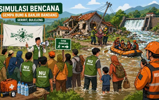 NU Buleleng Libatkan 1.040 Warga dalam Simulasi Gempa dan Banjir di Seririt
