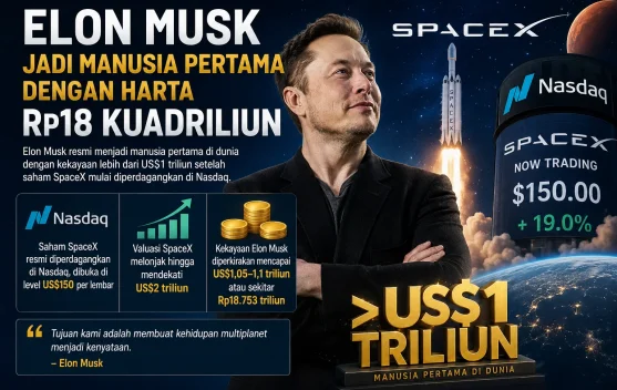 Elon Musk Jadi Manusia Pertama dengan Kekayaan Tembus Rp18 Kuadriliun