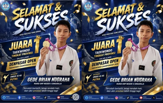 Spenpraja Sabet Emas, Juara 1 Taekwondo Denpasar Open 2026 Tingkat Provinsi