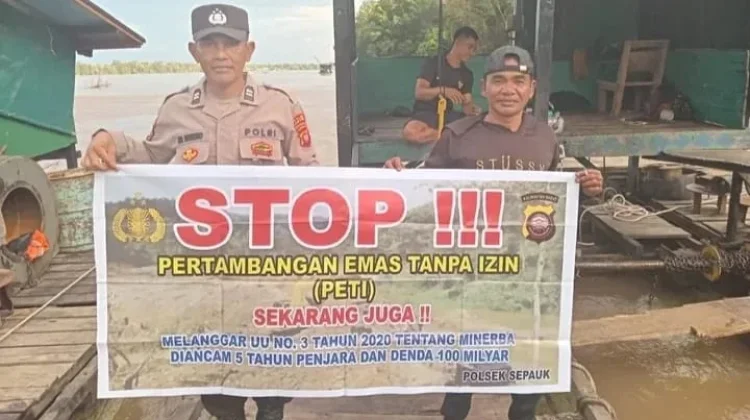 Polsek Sepauk Sampaikan Larangan Pertambangan Emas