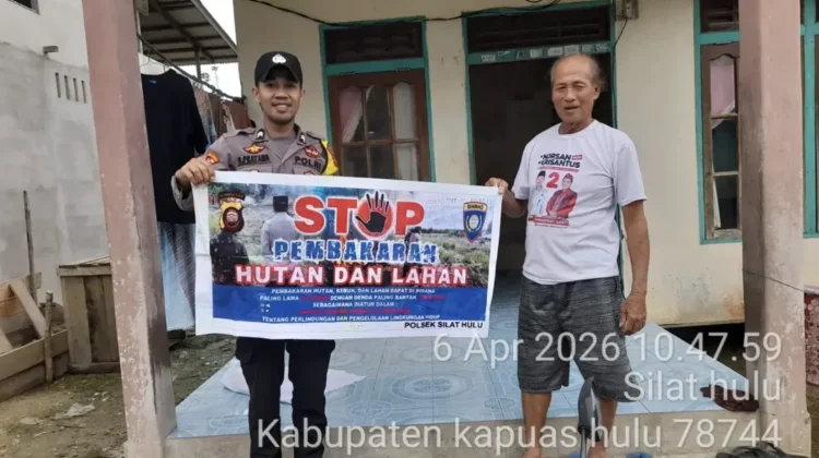 Bhabinkamtibmas Polsek Silat Hulu Sosialisasi Karhutla