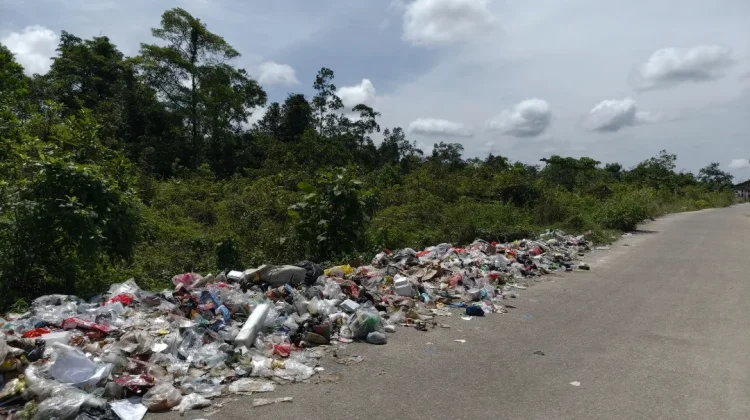 DLH Bersihkan Sampah Liar Jalan RSUD Sintang