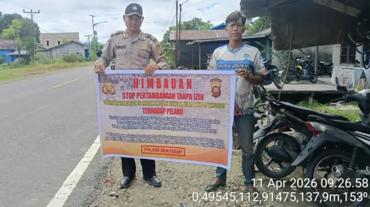 Polsek Mentebah Sampaikan Larangan Pertambangan Emas tanpa Izin