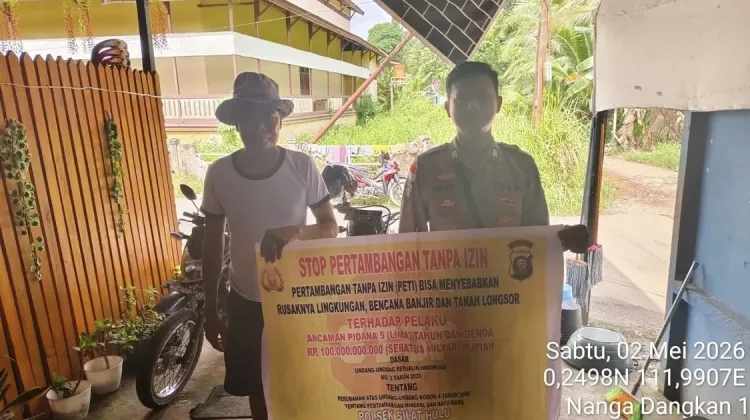 Polsek Silat Hulu Sampaikan Larangan Aktifitas Pertambangan Emas tanpa Izin