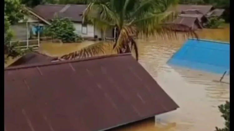Banjir Tenggelamkan Puluhan Rumah di Kayan Hulu