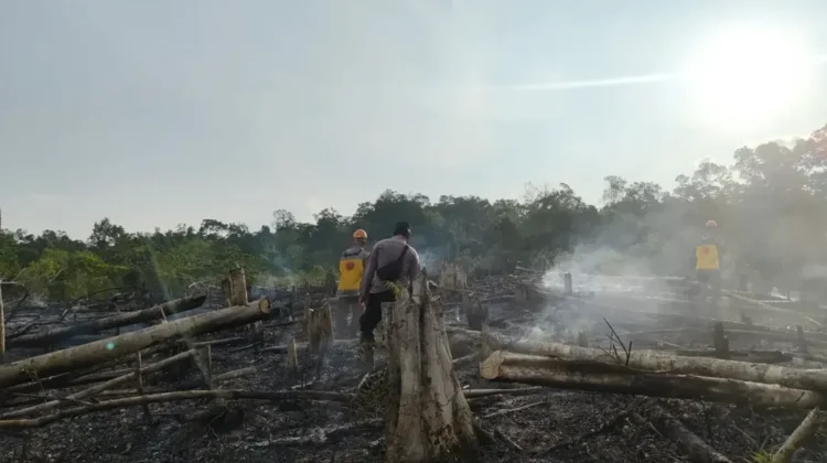 Personil Polsek Silat Hulu Lakukan Pengecekan dan Pencarian Hotspot Karhutla