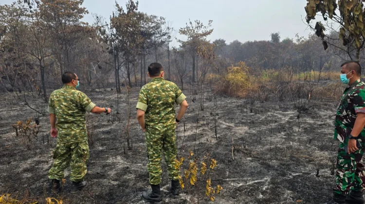 Brigjen TNI Zamroni Tinjau Lokasi Karhutla di Balai Agung, Sintang