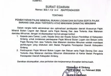 Bupati Sintang Terbitkan Surat Edaran Pajak Mineral dan Makanan