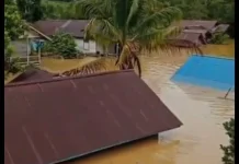 Banjir Tenggelamkan Puluhan Rumah di Kayan Hulu