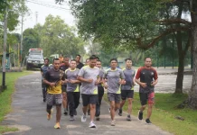 Menjaga kesehatan Tubuh,Prajurit Korem 121/Abw Adakan Olahraga