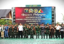 Danrem 121/Abw Hadiri Pelepasan Satgas Pamtas dan Pemusnahan Barang Bukti Ilegal