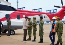 Danrem 121/Abw Sambut Menhan RI untuk Melepas Pasukan JSDF di Pelabuhan Kijing