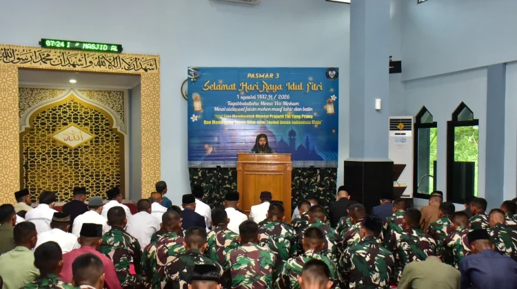 Pasmar 3 Gelar Sholat Idul Fitri 1447 H dengan Khidmat