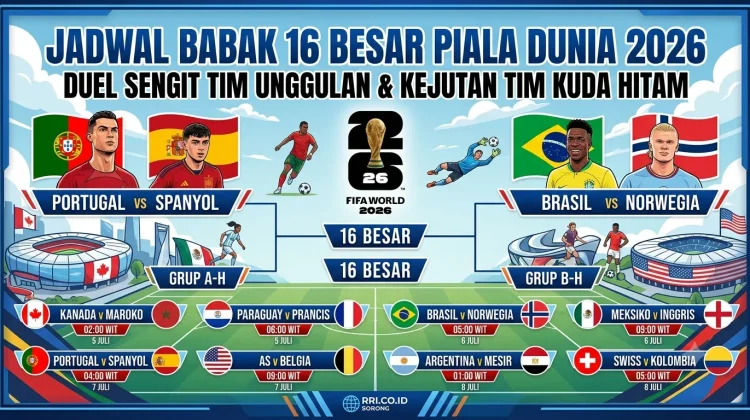 Jadwal Sengit Babak 16 Besar Piala Dunia 2026