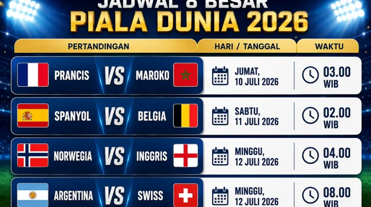 Jadwal Perempat Final Piala Dunia 2026