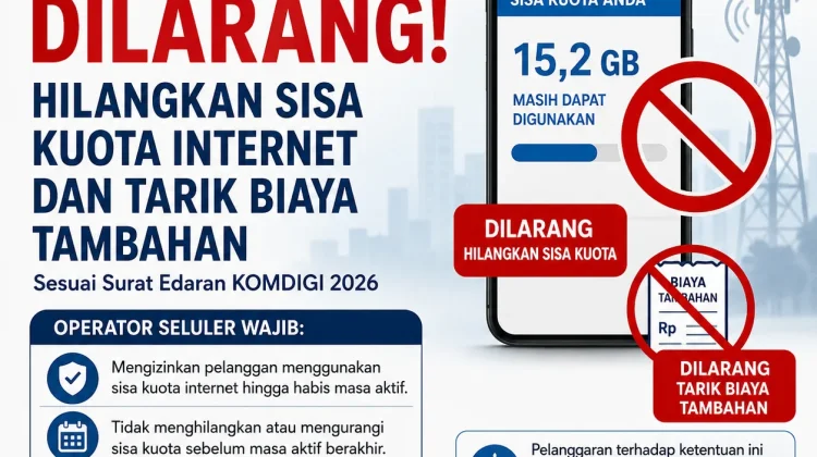 Operator Dilarang Hilangkan Sisa Kuota Internet dan Tarik Biaya Tambahan