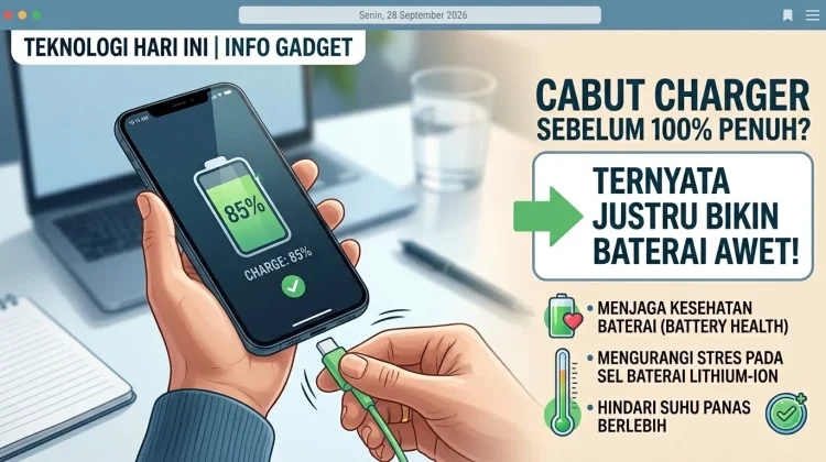 Cabut Charger HP sebelum 100% Justru Bikin Baterai Awet