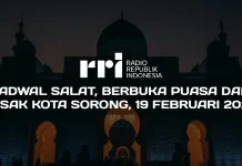 Jadwal Berbuka Puasa Kota Sorong, 19 Februari 2026