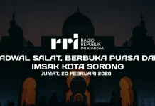 Jadwal Imsakiyah dan Berbuka Puasa Kota Sorong, 20 Februari 2026
