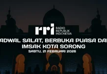 Waktu Berbuka Puasa dan Imsak Sorong, Sabtu 21 Februari 2026