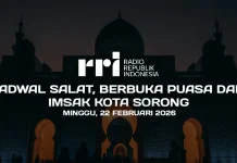Jadwal Berbuka Puasa dan Imsak Sorong, Minggu 22 Februari 2026