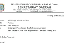Pemprov Gelar Penerimaan dan Pelepasan Jenazah Tokoh Deklarator Papua Barat Daya