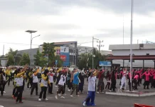 Polresta Sorong Kota Melaksanakan Olahraga Bersama Masyarakat