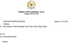 RJK Serahkan Data Sejarah Sengketa Tiga Pulau Raja Ampat ke Gubernur PBD