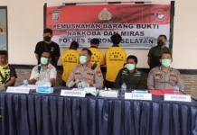 Polres Sorong Selatan Musnahkan Barang Bukti Narkotika Sabu dan Ganja